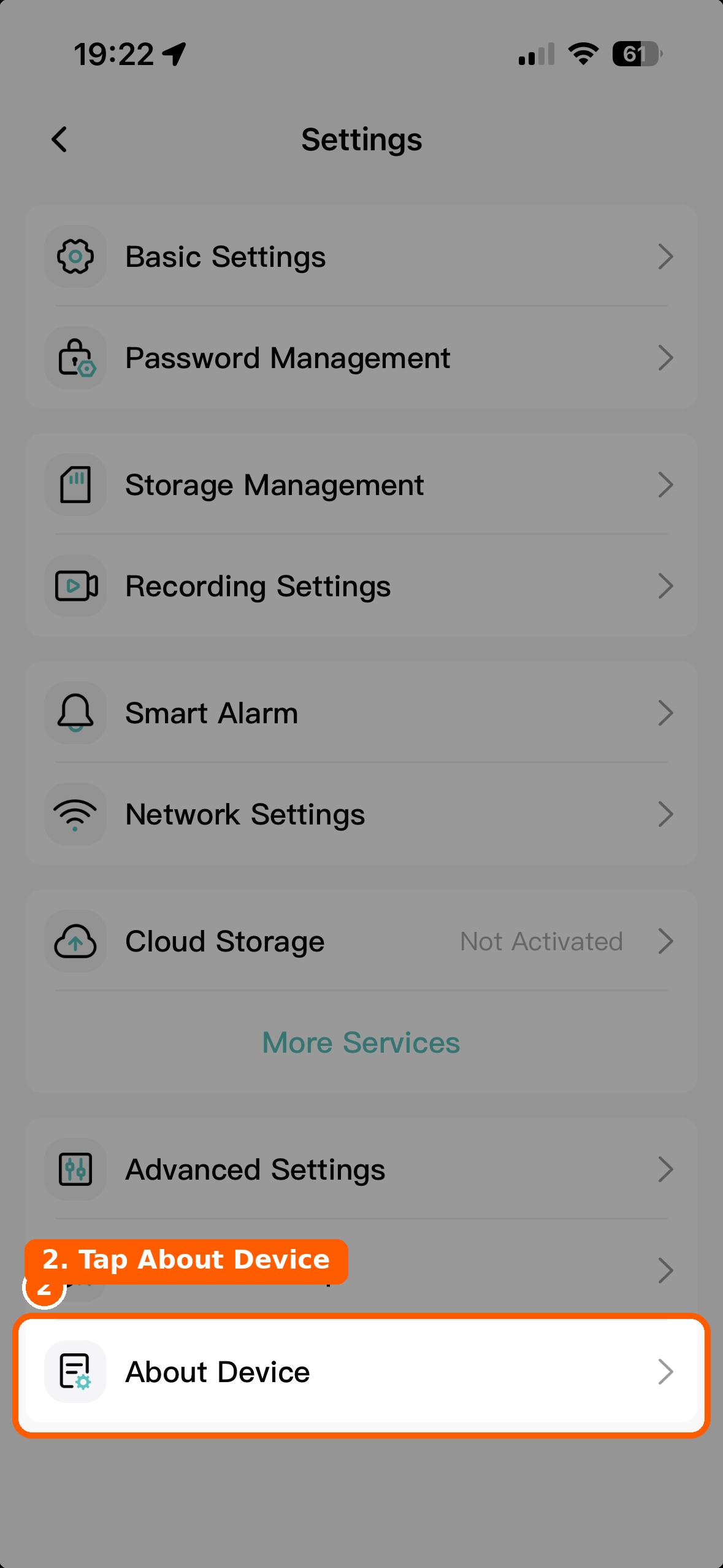 2. Tap About Device.